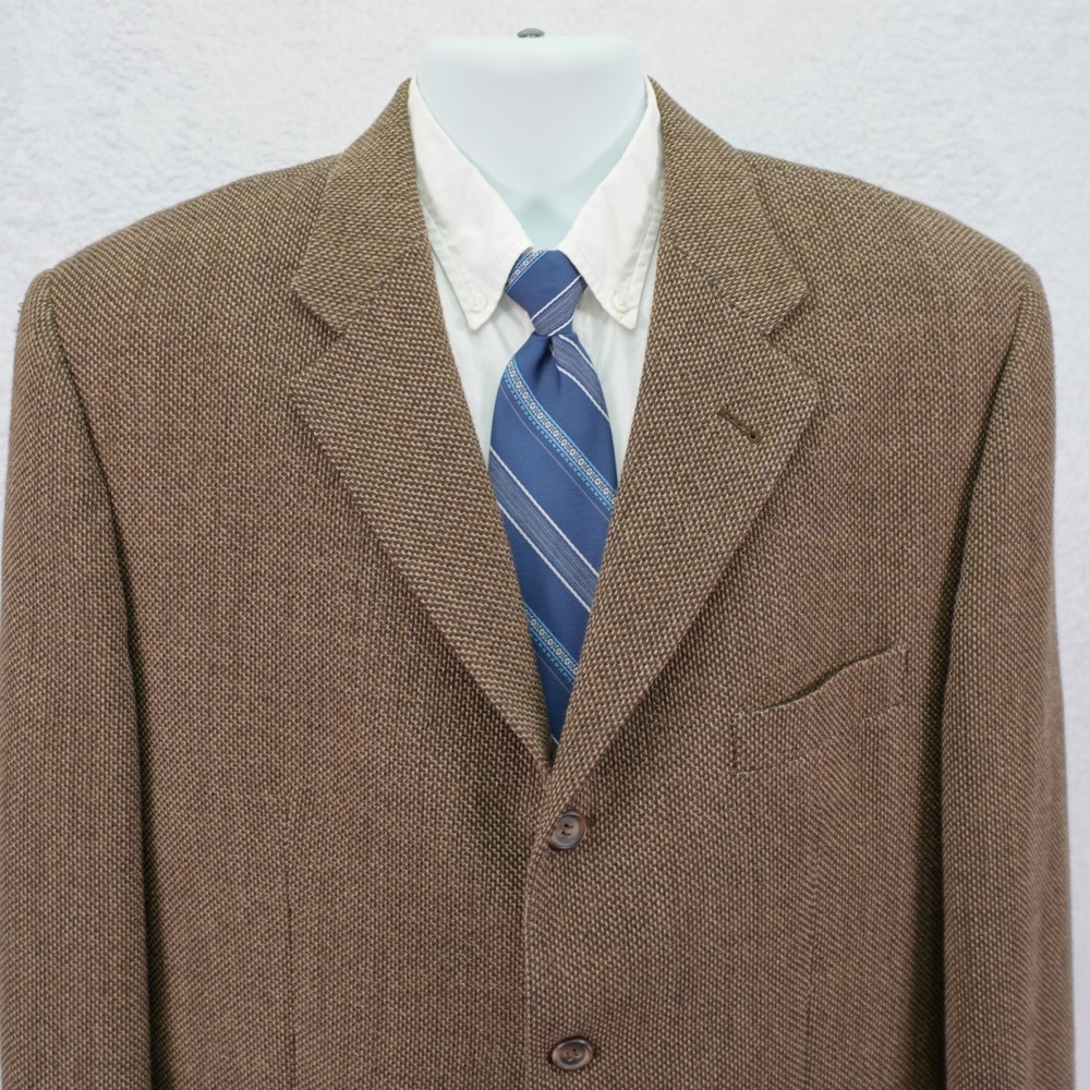 Mila Schon Blue Superfine Cloth Soft Tweed Wool Sport Coat 42R Green Cream Baske